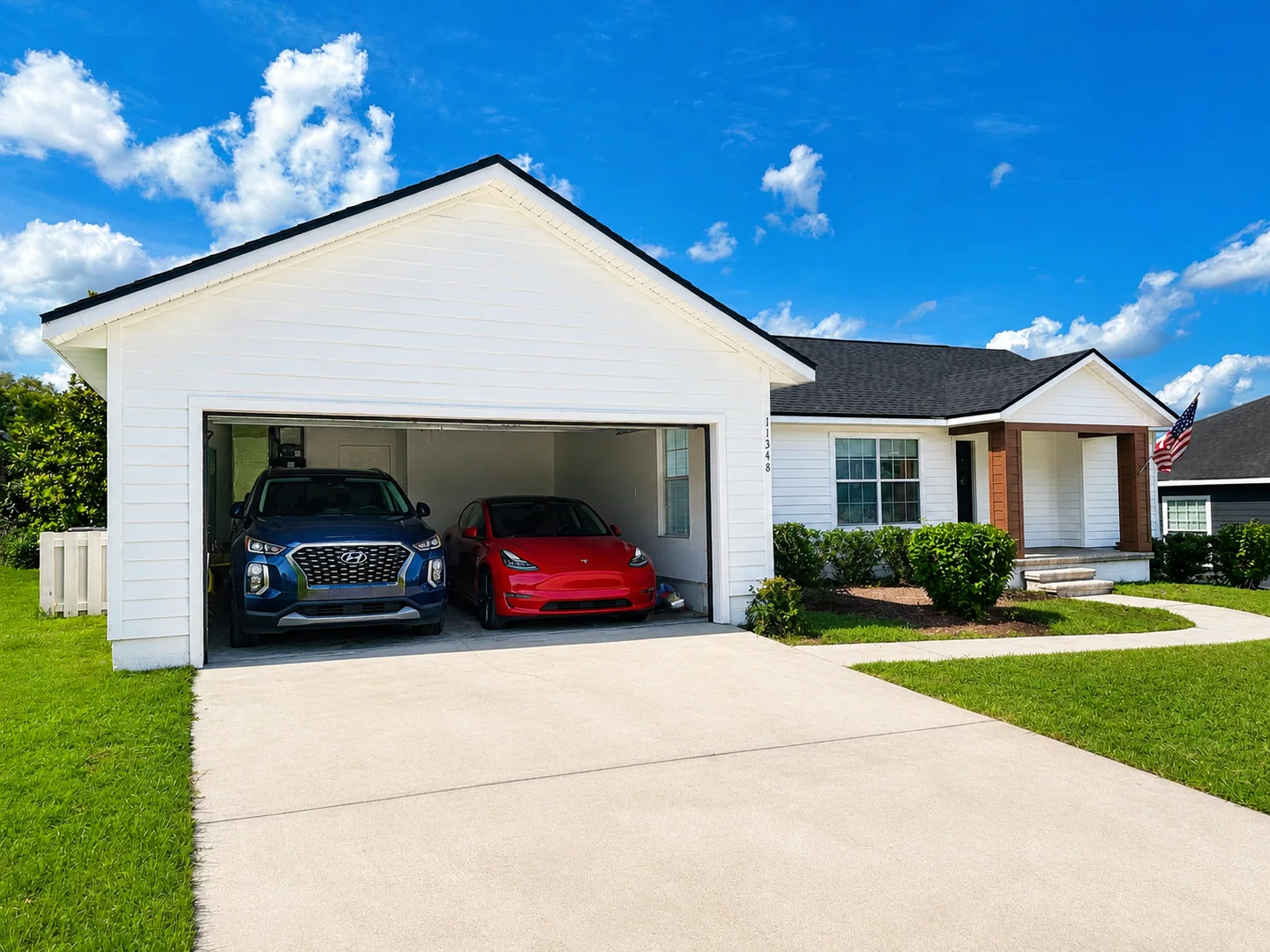 Two-car garage and front elevation